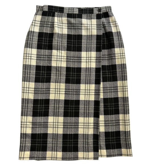Evan-Picone Skirt Womens 12 Plaid Wool Blend Midi Lined Classic Career Work Wear - Picture 1 of 9
